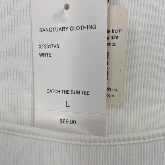 Sanctuary Catch The Sun Tee White 3/4 Puff Sleeves Large NWT - Picture 6 of 12